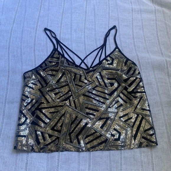 Astr the label black sequin cowl neck tank top. - Picture 1 of 13